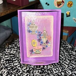 Purple handmade Decorative Tray with Floral perfume Design